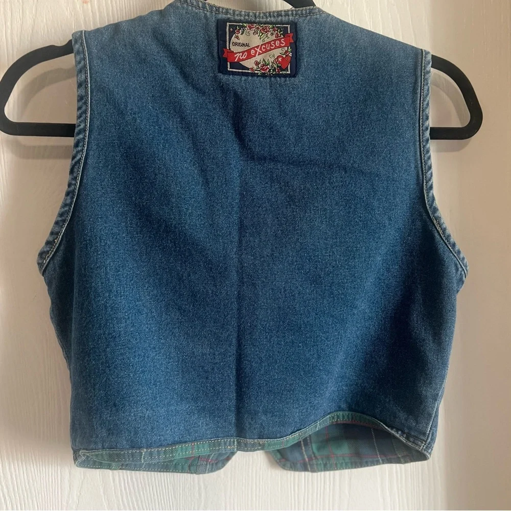 No Excuses Dungarees Reversible Plaid Classic Women’s Vintage 90s Vest Size M - Picture 6 of 12